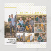 Prettige feestdagen Modern Fun ~ Gold Polka Dots 7 Feestdagenkaart (Voorkant / Achterkant)