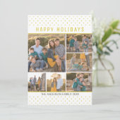 Prettige feestdagen Modern Fun ~ Gold Polka Dots 7 Feestdagenkaart (Staand voorkant)