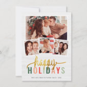prettige feestdagen Modern Gold Script 4 Foto Coll Feestdagenkaart (Voorkant)