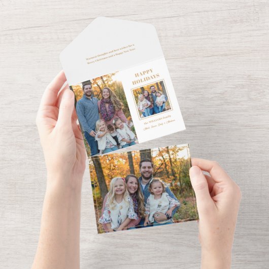 Prettige feestdagen Modern goud All In One Uitnodiging (Afscheurbaar)