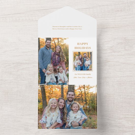 Prettige feestdagen Modern goud All In One Uitnodiging (Binnen)