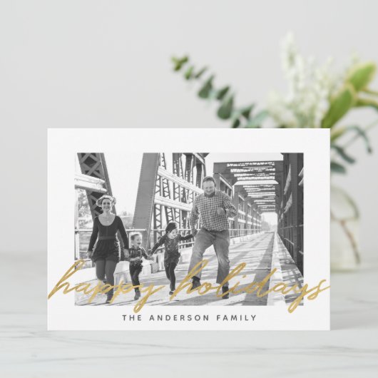 Prettige feestdagen Modern Goud Script Feestdagenkaart (Staand voorkant)