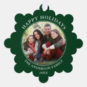 Prettige feestdagen Modern groen Foto Ornament Kaart (Voorkant)