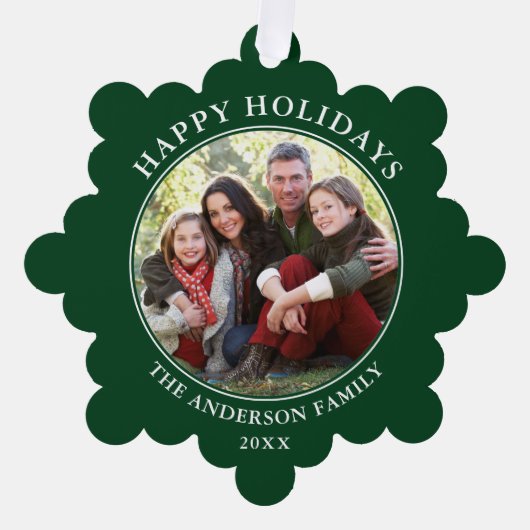 Prettige feestdagen Modern groen Foto Ornament Kaart (Voorkant)