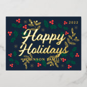 prettige feestdagen Modern Holly Berries Foliage (Voorkant)