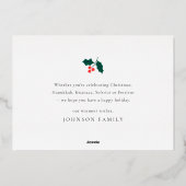 prettige feestdagen Modern Holly Berries Foliage (Achterkant)