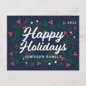 prettige feestdagen Modern Holly Berries Foliage (Voorkant)