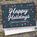 prettige feestdagen Modern Holly Berries Foliage<br><div class="desc">Hier te vinden op: http://www.zazzle.com/selectpartysupplies</div>
