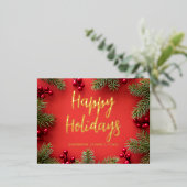 prettige feestdagen Modern Holly Berries Pine Need (Staand Voorkant)