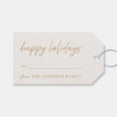 Prettige feestdagen Modern Ivoor en Tan Christmas Cadeaulabel (Voorkant (Horizontaal))