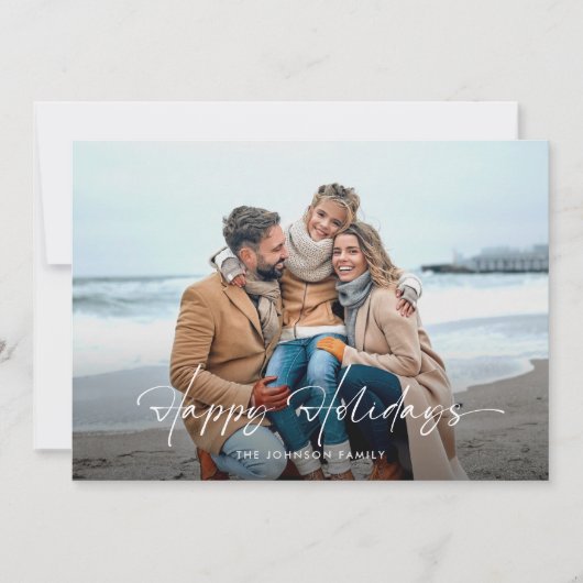 Prettige feestdagen Modern Kerstmis Minimaal Scrip Feestdagenkaart (Voorkant)