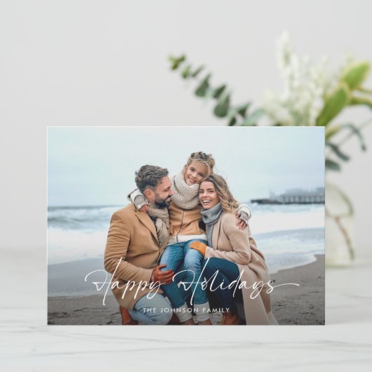 Prettige feestdagen Modern Kerstmis Minimaal Scrip Feestdagenkaart (Staand voorkant)