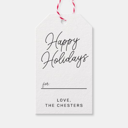 Prettige feestdagen €? | Modern kerstscript Cadeaulabel (Voorkant)