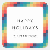 Prettige feestdagen Modern kleurrijk mozaïek Vierkante Sticker (Voorkant)