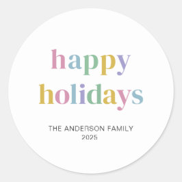 Prettige feestdagen Modern kleurrijk Ronde Sticker