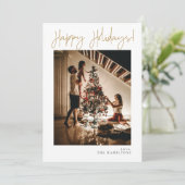 prettige feestdagen Modern Minimalist Gold Card Kaart (Staand voorkant)