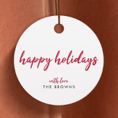 prettige feestdagen | Modern minimalistisch rood-m Bedankjes Labels