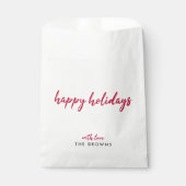 prettige feestdagen | Modern minimalistisch rood-m Bedankzakje (Voorkant)