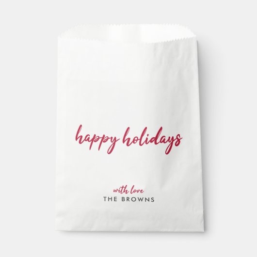 prettige feestdagen | Modern minimalistisch rood-m Bedankzakje (Voorkant)