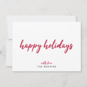 prettige feestdagen | Modern minimalistisch rood-m Feestdagenkaart (Voorkant)