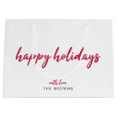 prettige feestdagen | Modern minimalistisch rood-m Groot Cadeauzakje (Voorkant)