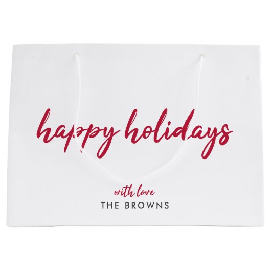 prettige feestdagen | Modern minimalistisch rood-m Groot Cadeauzakje (Voorkant)