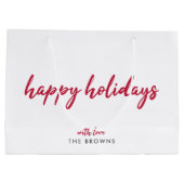 prettige feestdagen | Modern minimalistisch rood-m Groot Cadeauzakje (Achterkant)