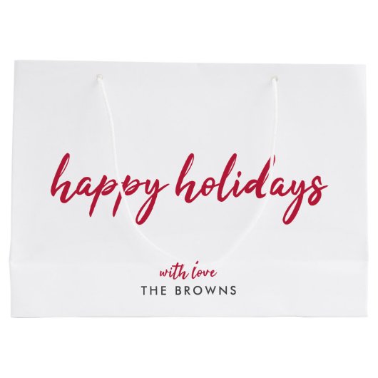 prettige feestdagen | Modern minimalistisch rood-m Groot Cadeauzakje (Achterkant)