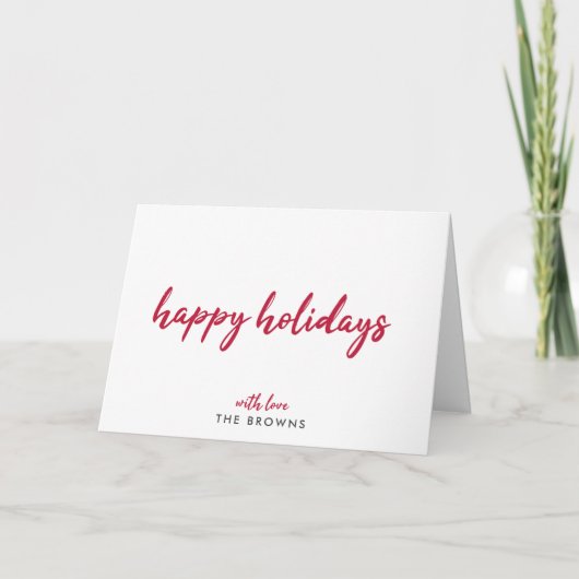 prettige feestdagen | Modern minimalistisch rood-m Kaart (Voorkant)