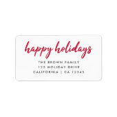 prettige feestdagen | Modern minimalistisch rood r Etiket (Voorkant)