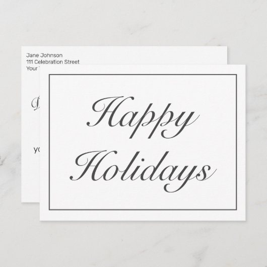 Prettige feestdagen Modern Minimalistisch Wit Aankondigingskaart (Voorkant / Achterkant)