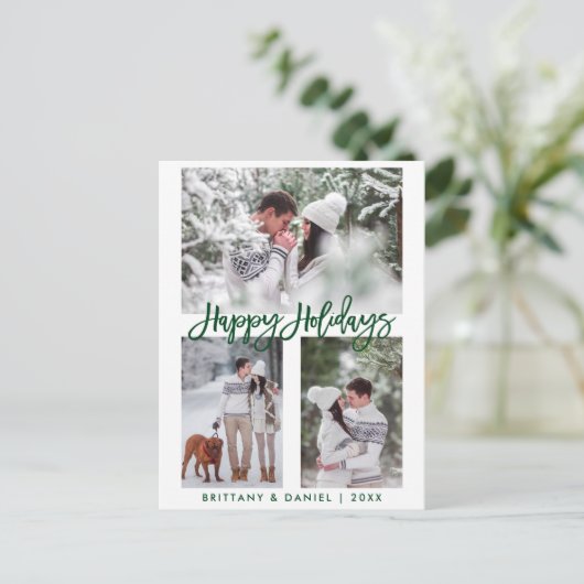 Prettige feestdagen Modern penseelscript Briefkaart (Staand voorkant)