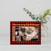 prettige feestdagen Modern Pset Funny Pet Cat Foto (Staand Voorkant)