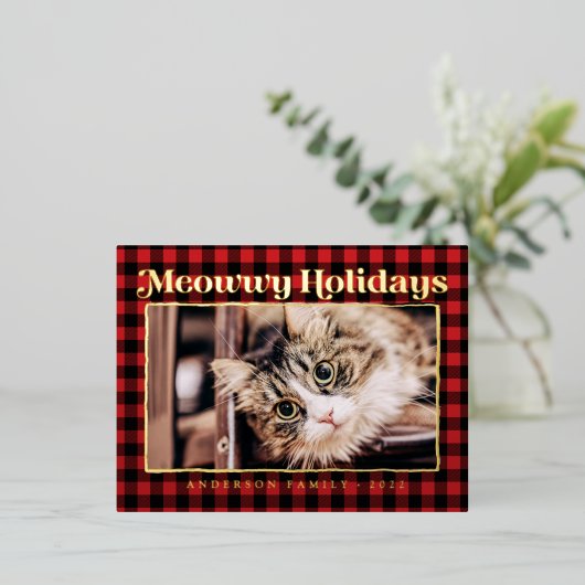 prettige feestdagen Modern Pset Funny Pet Cat Foto (Staand Voorkant)