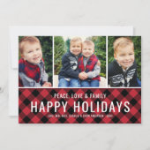 prettige feestdagen Modern Red Buffalo foto Feestdagenkaart (Voorkant)