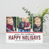 prettige feestdagen Modern Red Buffalo foto Feestdagenkaart (Staand voorkant)