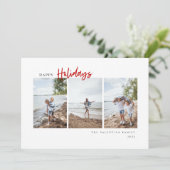 prettige feestdagen Modern Red Script minimalistis Feestdagenkaart (Staand voorkant)