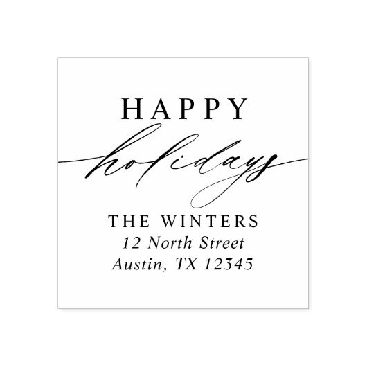 Prettige feestdagen Modern Retouradres Rubberstempel (Afrduk)