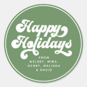 prettige feestdagen Modern Retro Typografie Eenvou Ronde Sticker (Voorkant)