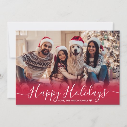 Prettige feestdagen Modern rood 2 Foto Kerstmis Feestdagenkaart (Voorkant)