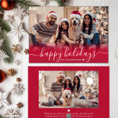 Prettige feestdagen Modern Rood 2 Foto Kerstmis Feestdagenkaart