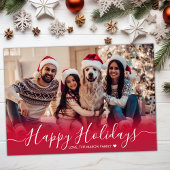 Prettige feestdagen Modern rood 2 Foto Kerstmis Feestdagenkaart