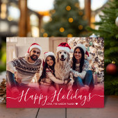 Prettige feestdagen Modern rood 2 Foto Kerstmis Feestdagenkaart