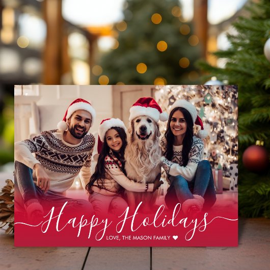 Prettige feestdagen Modern rood 2 Foto Kerstmis Feestdagenkaart