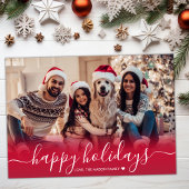 Prettige feestdagen Modern Rood 2 Foto Kerstmis Feestdagenkaart