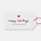 Prettige feestdagen Modern rood hart Cadeaulabel (Voorkant (Horizontaal))