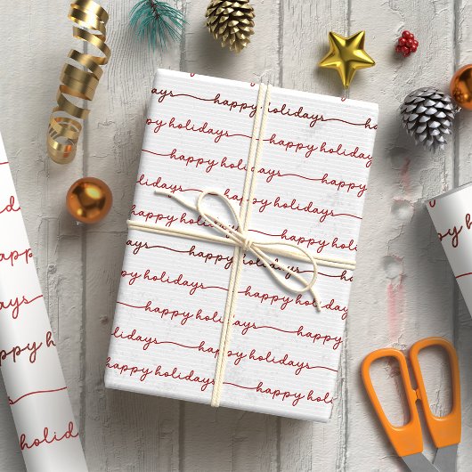 Prettige feestdagen Modern rood schrift Cadeaupapier