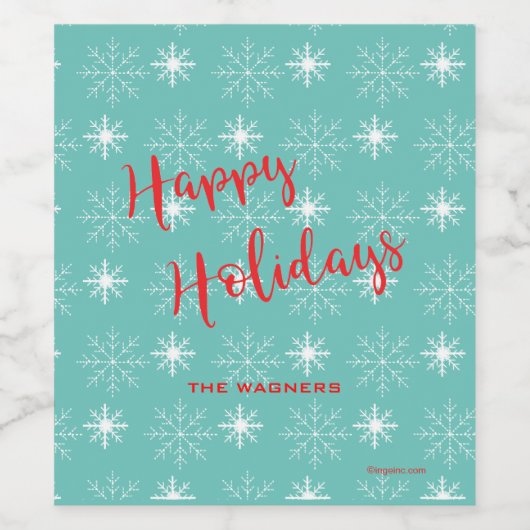 Prettige feestdagen Modern rood Wijn Etiket (Enkel label)