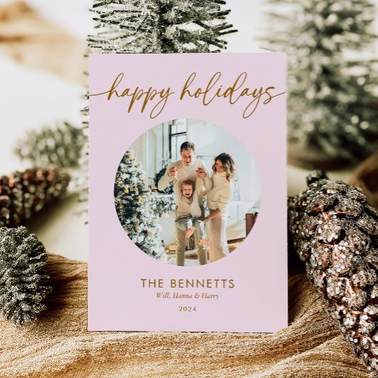 Prettige feestdagen Modern roze en goud Feestdagenkaart