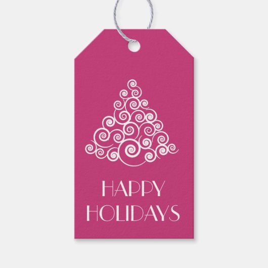 Prettige feestdagen Modern roze Kerstmis Cadeaulabel (Voorkant)